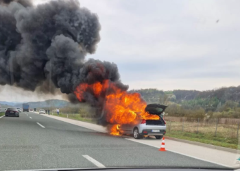 Izgorio automobil na auto-putu “9. januar”