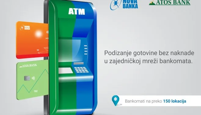 Udružena mreža bankomata za besplatno podizanje gotovine Nove i Atos banke