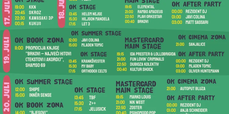 Jelen OK Fest otkriva satnice: Raspored nastupa od 17. do 20. jula na Tjentištu