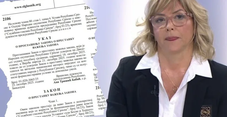 V.d. predsjednika Srpske potpisala prvi ukaz