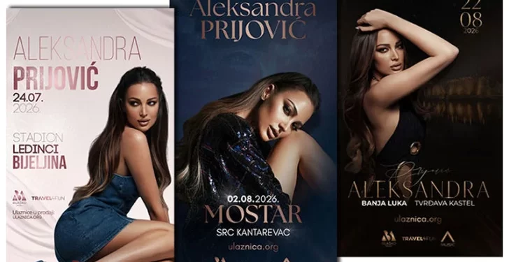 Aleksandra Prijović zakazala koncerte u Bijeljini, Mostaru, Banjaluci…