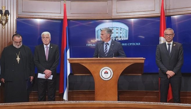 Konferencija za novinare nakon sastanka povodom obilježavanja 34 godine od stradanja Srba u srednjem Podrinju i Birču