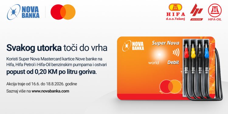 Svakog utorka toči do vrha uz Super NovaMastercard kartice Nove banke