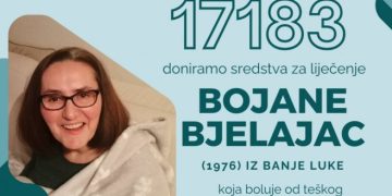 Pozivom na 17183 darovali ste 3 KM za liječenje Bojane Bjelajac iz Banjaluke