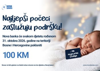 Nova banka poklanja 100 KM bebama rođenim na Međunarodni dan štednje