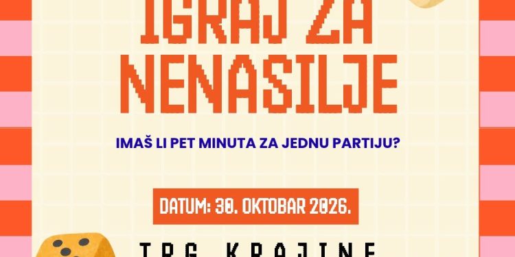 “Igraj protiv nasilja” – interaktivna društvena igra u prirodnoj veličini na Trgu Krajine u petak